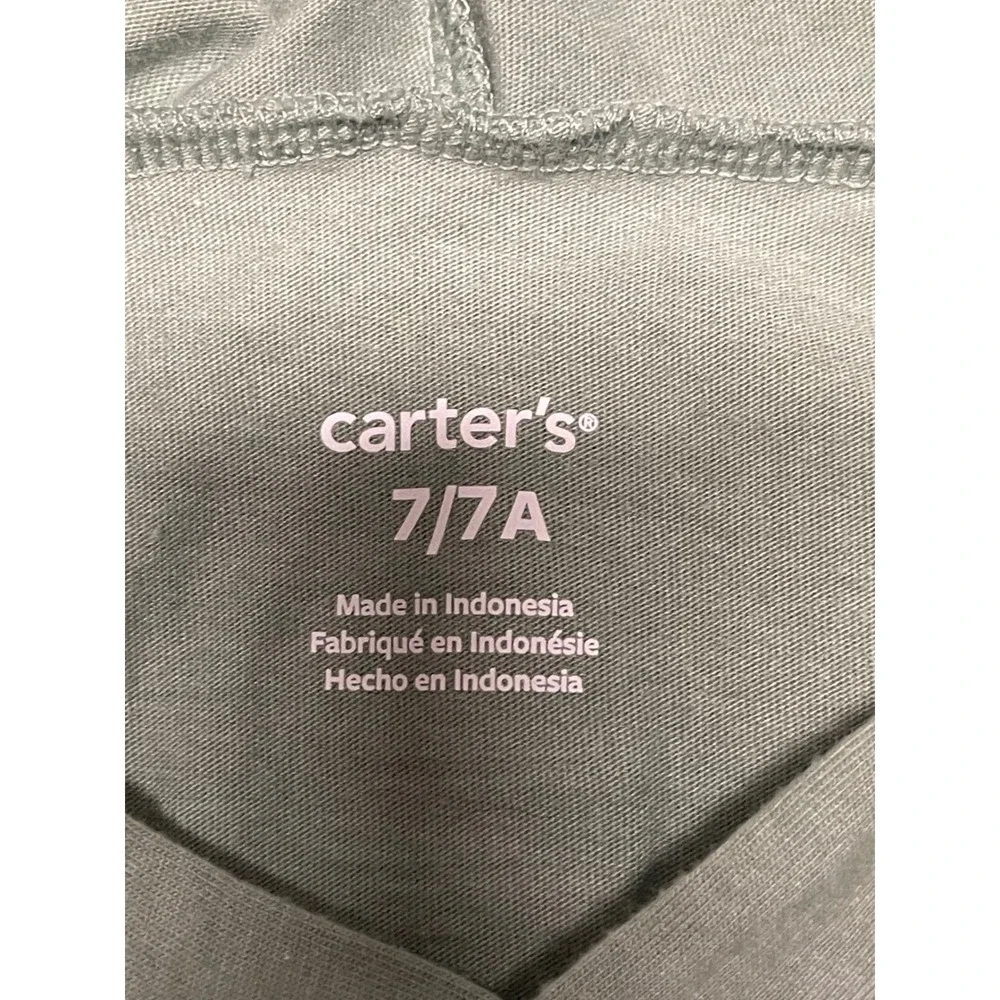 Carters Kids Green World Wide Graphic Long Sleeve Hooded T-Shirt Size 7 7A